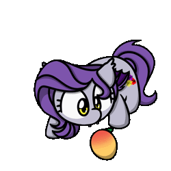 Size: 1000x1000 | Tagged: safe, artist:sugar morning, derpibooru import, oc, oc:mona pia, unofficial characters only, bat, bat pony, fruit bat, animated, behaving like a cat, colored, commission, cute, cutie mark, female, food, mango, simple background, solo, sugar morning's play time, transparent background, ych result, your character here
