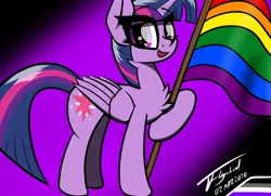 Size: 2124x1536 | Tagged: alicorn, artist:flywheel, asexual pride flag, chest fluff, derpibooru import, gay pride flag, pride, pride flag, safe, simple background, solo, twilight sparkle, twilight sparkle (alicorn)