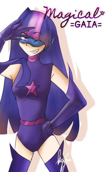 Size: 540x870 | Tagged: armpits, artist:krayzille, derpibooru import, grin, human, humanized, magic gaia, one eye closed, safe, smiling, superhero, twilight sparkle, wink