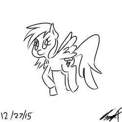 Size: 512x512 | Tagged: safe, artist:ozzyg, derpibooru import, rainbow dash, pegasus, pony, female, mare, monochrome, solo