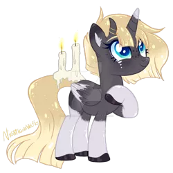 Size: 1920x1920 | Tagged: safe, artist:lazuli, artist:nightingalewolfie, derpibooru import, oc, unofficial characters only, original species, pony, scented pony, unicorn, base used, candle, colored pupils, deviantart watermark, female, horns, mare, obtrusive watermark, simple background, solo, transparent background, watermark