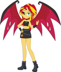 Size: 5653x6723 | Tagged: safe, artist:kitana762, derpibooru import, sunset shimmer, demon, equestria girls, beckoning, collar, demon wings, show accurate, simple background, solo, sunset satan, transparent background, wings, wubcake