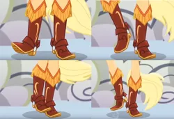 Size: 1262x862 | Tagged: safe, derpibooru import, applejack, dance magic, equestria girls, spoiler:eqg specials, boots, close-up, clothes, collage, cowboy boots, dance magic (song), legs, shoes, stomping