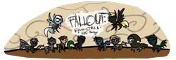 Size: 1280x439 | Tagged: safe, artist:priorknight, derpibooru import, oc, oc:serene breeze, unofficial characters only, alicorn, earth pony, pegasus, pony, unicorn, fallout equestria, alicorn oc, banner, chibi, cloak, clothes, earth pony oc, flying, heart eyes, horn, pegasus oc, simple background, transparent background, unicorn oc, wingding eyes, wings