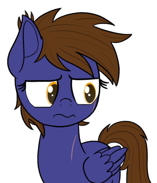 Size: 584x680 | Tagged: safe, artist:memeancholy, derpibooru import, oc, oc:dauntless, unofficial characters only, pegasus, pony, annoyed, annoyed look, colored, concerned, concerned pony, female, flat colors, mare, scar, simple background, transparent background