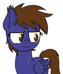 Size: 584x680 | Tagged: safe, artist:memeancholy, derpibooru import, oc, oc:dauntless, unofficial characters only, pegasus, pony, annoyed, annoyed look, colored, concerned, concerned pony, female, flat colors, mare, scar, simple background, transparent background
