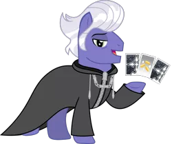 Size: 2568x2148 | Tagged: safe, artist:sketchmcreations, derpibooru import, gladmane, earth pony, card, clothes, coat, cutie mark, kingdom hearts, lidded eyes, looking at you, luxord, male, nobody, open mouth, organization xiii, playing card, raised hoof, simple background, stallion, transparent background, vector