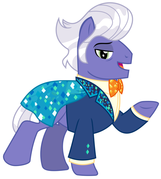 Size: 2000x2213 | Tagged: safe, artist:sketchmcreations, derpibooru import, gladmane, earth pony, viva las pegasus, bowtie, cape, clothes, lidded eyes, looking at you, male, open mouth, raised hoof, simple background, stallion, transparent background, tuxedo, vector