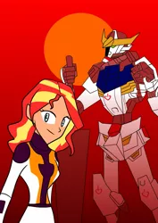 Size: 905x1280 | Tagged: safe, artist:dizzyspot, derpibooru import, sunset shimmer, equestria girls, crossover, gundam barbatos, mobile suit gundam iron-blooded orphans