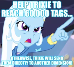 Size: 919x835 | Tagged: safe, derpibooru import, edit, edited screencap, screencap, trixie, equestria girls, guitar centered, rainbow rocks, caption, cropped, image macro, meme, text, trixie yells at everything