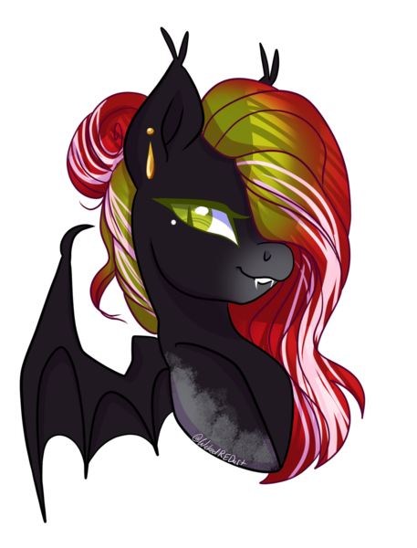 Size: 1024x1345 | Tagged: safe, artist:wicked-red-art, derpibooru import, oc, oc:caroline grind, unofficial characters only, pony, digital art, ear piercing, earring, fangs, female, grandmother, jewelry, mare, piercing, simple background, slit eyes, smiling, solo, transparent background