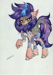 Size: 2460x3486 | Tagged: safe, artist:luxiwind, derpibooru import, oc, oc:medley drizzle, kirin, cloven hooves, female, high res, solo, traditional art