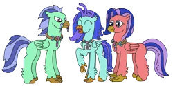 Size: 2880x1440 | Tagged: artist:supahdonarudo, braid, camera, classical hippogriff, derpibooru import, facial hair, family, father and child, father and daughter, female, happy, hippogriff, jewelry, male, mother and child, mother and daughter, moustache, necklace, oc, oc:coral polyp, oc:sandy hermit, oc:sea lilly, safe, simple background, transparent background, unofficial characters only