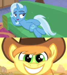 Size: 1280x1436 | Tagged: braeburn, crack shipping, derpibooru import, draw me like one of your french girls, edit, edited screencap, female, male, over a barrel, road to friendship, safe, screencap, shipping, shipping domino, straight, trixburn, trixie
