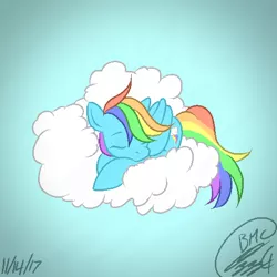 Size: 512x512 | Tagged: safe, artist:ozzyg, derpibooru import, rainbow dash, pegasus, pony, cloud, eyes closed, female, mare, on a cloud, solo