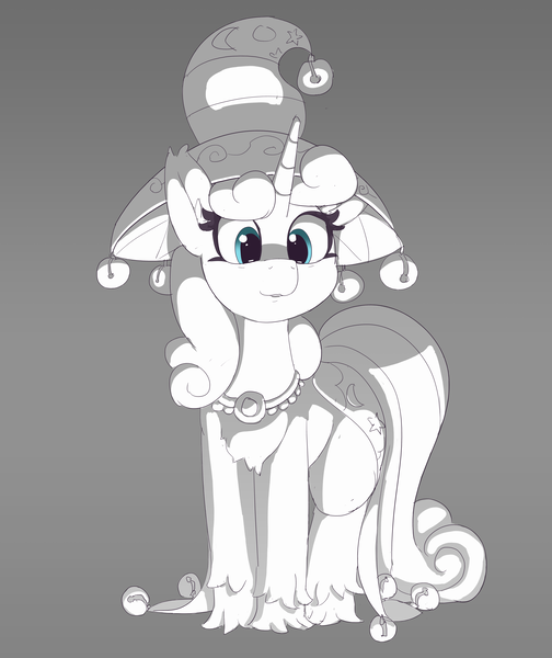 Size: 6785x8075 | Tagged: safe, artist:pabbley, derpibooru import, star swirl the bearded, pony, unicorn, clothes, female, hat, mare, monochrome, neo noir, partial color, rule 63, smiling, starswirl the unshorn, unshorn fetlocks