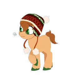 Size: 3500x3500 | Tagged: safe, artist:billygraze, derpibooru import, oc, oc:pumpkin seed, unofficial characters only, earth pony, pony, blank flank, colored hooves, colt, hat, male, shy, simple background, solo, transparent background