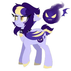 Size: 3500x3500 | Tagged: safe, artist:billygraze, derpibooru import, oc, oc:rapid shadow, unofficial characters only, bat pony, bat wings, bell, collar, colored hooves, ear fluff, female, floppy ears, folded wings, mare, simple background, slit eyes, solo, transparent background, wings