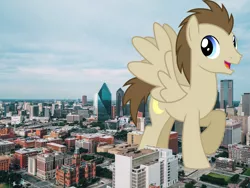 Size: 3840x2880 | Tagged: safe, artist:chainchomp2 edit, artist:jerryakiraclassics19, derpibooru import, crescent pony, mane moon, pegasus, pony, building, city, dallas, giant pony, highrise ponies, irl, macro, male, mega giant, photo, ponies in real life, spread wings, wings