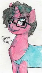 Size: 448x784 | Tagged: safe, artist:buttercupsaiyan, artist:watercolorheart, deleted from derpibooru, derpibooru import, oc, oc:gem sugar, ponified, unofficial characters only, pony, chest fluff, mlpg, painting, ponysona, rebecca sugar, request, solo, traditional art, watercolor painting