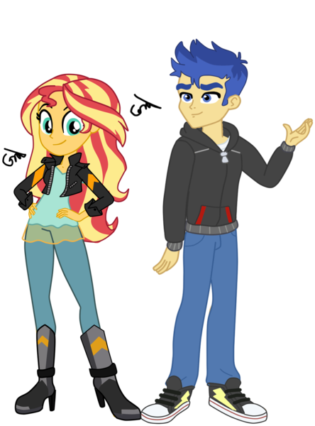 Size: 1138x1539 | Tagged: safe, artist:gmaplay, derpibooru import, flash sentry, sunset shimmer, equestria girls, boots, clothes, converse, female, flashimmer, high heel boots, male, shipping, shoes, simple background, straight, transparent background