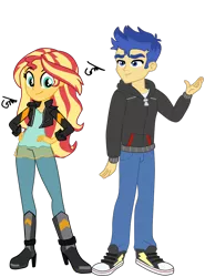 Size: 1138x1539 | Tagged: safe, artist:gmaplay, derpibooru import, flash sentry, sunset shimmer, equestria girls, boots, clothes, converse, female, flashimmer, high heel boots, male, shipping, shoes, simple background, straight, transparent background