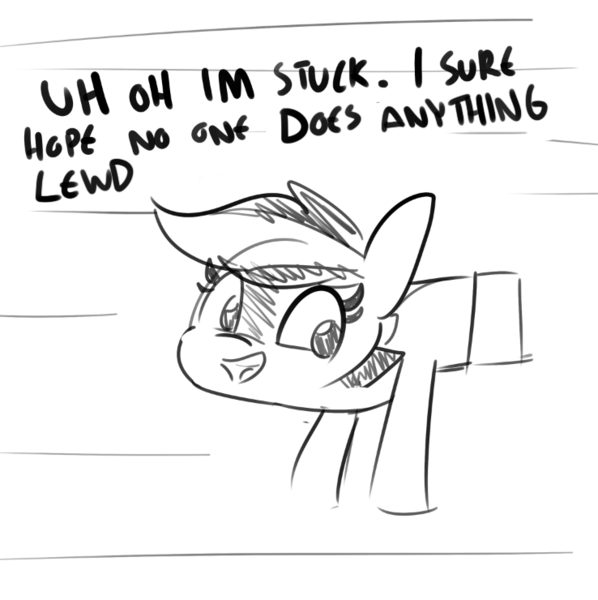 Size: 738x740 | Tagged: safe, artist:tjpones, derpibooru import, oc, oc:bandy cyoot, unofficial characters only, hybrid, pony, raccoon, raccoon pony, grayscale, monochrome, solo, stuck