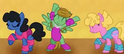 Size: 1873x827 | Tagged: safe, artist:aquilaurium, derpibooru import, ponified, earth pony, pegasus, pony, base used, clothes, leg warmers, leotard, lucy van pelt, peanuts (comic), peppermint patty, sally brown