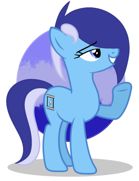 Size: 1596x2068 | Tagged: safe, artist:darkylight, derpibooru import, oc, oc:brushie brusha, unofficial characters only, earth pony, pony, blue mane, cutie mark, hooves, simple background, smiley face, solo, tail, transparent background