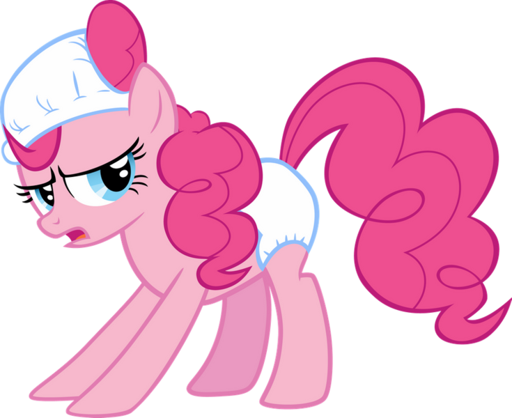 Size: 900x735 | Tagged: baby cakes, derpibooru import, diaper, lidded eyes, pinkie pie, safe, sigh, simple background, solo, transparent background, white diapers