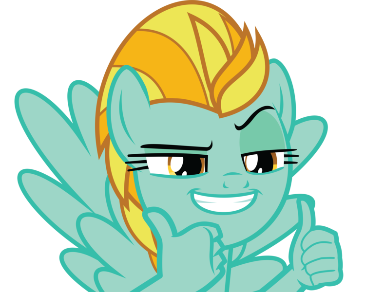 Size: 9401x7526 | Tagged: safe, artist:wissle, derpibooru import, lightning dust, anthro, pegasus, pony, the washouts (episode), absurd resolution, evil grin, female, grin, happy, mare, raised eyebrow, simple background, smiling, smug, solo, spread wings, suddenly hands, thumbs up, transparent background, vector, wat, wings