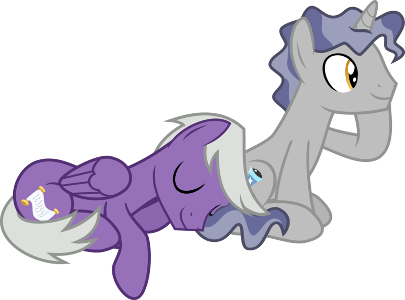 Size: 1793x1329 | Tagged: safe, artist:lightningbolt, derpibooru import, silver script, star bright, pegasus, pony, unicorn, the last problem, .svg available, background pony, butt pillow, eyes closed, folded wings, gay, hoof on chin, horn, male, prone, shipping, sitting, sleeping, smiling, stallion, starscript, svg, vector, vector trace, wings