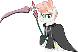 Size: 5009x3356 | Tagged: safe, artist:sketchmcreations, derpibooru import, svengallop, earth pony, clothes, coat, glasses, implied coloratura, kingdom hearts, looking at you, male, marluxia, nobody, organization xiii, raised hoof, scythe, simple background, stallion, transparent background, vector, weapon