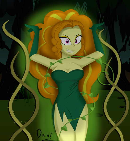 Size: 2833x3087 | Tagged: safe, artist:danielitamlp, derpibooru import, adagio dazzle, equestria girls, armpits, breasts, cleavage, dc comics, evil grin, female, grin, looking at you, poison ivy, sexy, smiling