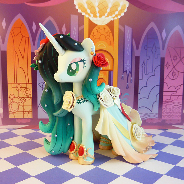 Size: 846x850 | Tagged: safe, artist:krowzivitch, derpibooru import, oc, oc:rose symphony, pony, unicorn, clothes, dress, female, figurine, gala dress, irl, mare, photo, solo