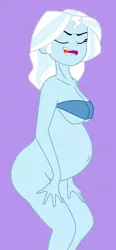 Size: 557x1200 | Tagged: suggestive, artist:0024387, derpibooru import, trixie, human, equestria girls, alternate hairstyle, belly, big belly, bottomless, bra, breasts, cleavage, clothes, female, hand on belly, image, jpeg, partial nudity, pregnant, pregnant equestria girls, solo, solo female, underboob, underwear