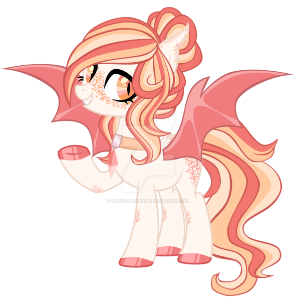 Size: 1280x1300 | Tagged: safe, artist:magicdarkart, derpibooru import, oc, bat pony, pony, choker, deviantart watermark, female, mare, obtrusive watermark, simple background, solo, transparent background, watermark