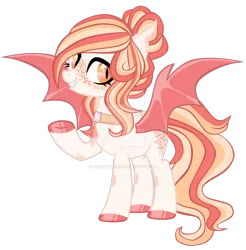 Size: 1280x1300 | Tagged: safe, artist:magicdarkart, derpibooru import, oc, bat pony, pony, choker, deviantart watermark, female, mare, obtrusive watermark, simple background, solo, transparent background, watermark