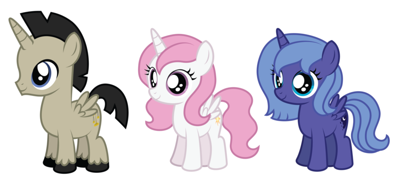 Size: 4721x2179 | Tagged: accord (alicorn), aged down, age of the alicorns, age regression, age spell, alicorn, artist:aleximusprime, children, colt, cute, derpibooru import, discord, discute, female, filly, filly celestia, filly luna, flurry heart's story, foal, male, pink hair celestia, princess celestia, princess luna, s1 luna, safe, show accurate, simple background, transparent background, woona, young, young discord, younger