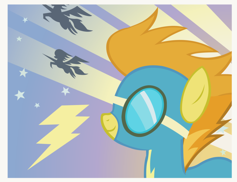 Size: 7996x6141 | Tagged: safe, artist:the-mystery-of-doom, derpibooru import, spitfire, pegasus, pony, bust, clothes, female, flying, goggles, mare, poster, uniform, vector, wonderbolts uniform