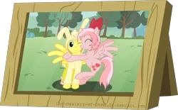 Size: 5182x3207 | Tagged: safe, alternate version, artist:the-mystery-of-doom, derpibooru import, oc, ponified, pegasus, pony, background removed, crossover, cuddles (happy tree friends), cute, giggles (happy tree friends), happy tree friends, hnnng, hug, picture frame, simple background, transparent background