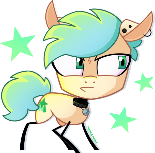 Size: 1066x1049 | Tagged: safe, artist:amberpone, derpibooru import, oc, oc:minako, unofficial characters only, earth pony, pony, digital art, female, invader zim, mare, paint tool sai, request, short mane, simple background, solo, transparent background