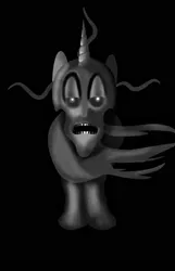 Size: 1000x1555 | Tagged: safe, artist:samueldavillo, derpibooru import, unicorn, black and white, courage the cowardly dog, grayscale, king ramses, monochrome