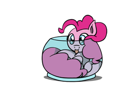 Size: 648x486 | Tagged: safe, artist:flutterluv, derpibooru import, pinkie pie, earth pony, pony, animated, cute, diapinkes, fishbowl, if i fits i sits, ponified animal photo, ponified animal video, solo, tongue out