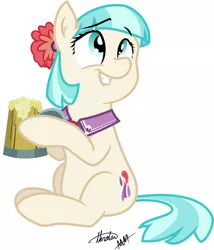 Size: 1200x1399 | Tagged: alcohol, artist:drewdini, artist:thraten, beer, coco pommel, derpibooru import, edit, mug, safe