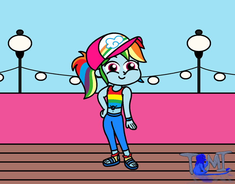 Size: 1470x1154 | Tagged: safe, artist:tommychipmunk, derpibooru import, rainbow dash, equestria girls, equestria girls series, spring breakdown, spoiler:eqg series (season 2), clothes, hat