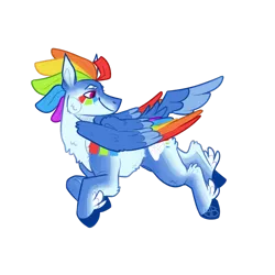 Size: 1280x1280 | Tagged: safe, artist:acidicbarkbeast, derpibooru import, rainbow dash, pegasus, pony, colored wings, female, flying, hooves, mare, multicolored wings, rainbow wings, simple background, smiling, solo, transparent background, wings