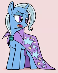 Size: 2000x2496 | Tagged: safe, artist:docwario, derpibooru import, edit, trixie, pony, unicorn, cape, clothes, cropped, female, mare, open mouth, simple background, trixie's cape