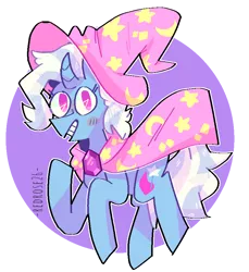 Size: 800x874 | Tagged: safe, artist:redrose26, derpibooru import, trixie, pony, unicorn, blushing, curved horn, female, grin, horn, mare, outline, smiling, solo