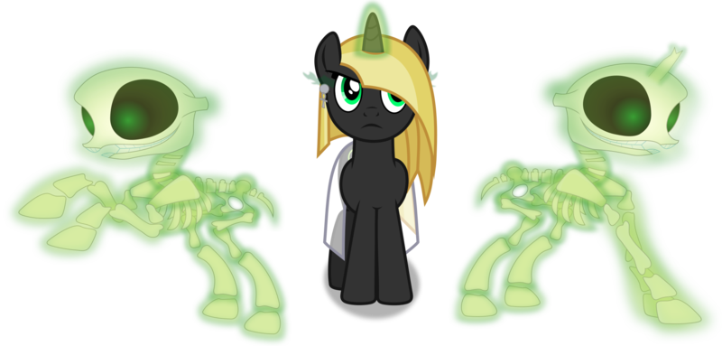 Size: 2021x967 | Tagged: safe, artist:frownfactory, derpibooru import, oc, oc:desert night, skeleton pony, undead, unicorn, .svg available, ankh, blonde mane, bone, clothes, ear piercing, earring, female, horn, jewelry, magic, mare, piercing, simple background, skeleton, skirt, svg, transparent background, vector